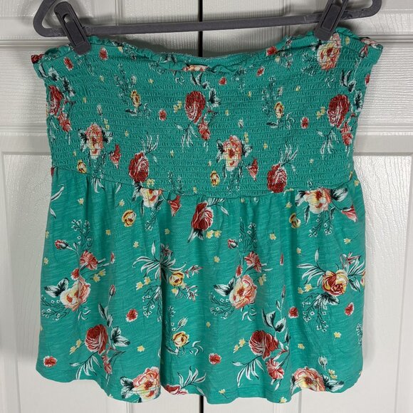 Torrid Teal Floral Smocked Tube Top Size 3 (3X) - Picture 1 of 4